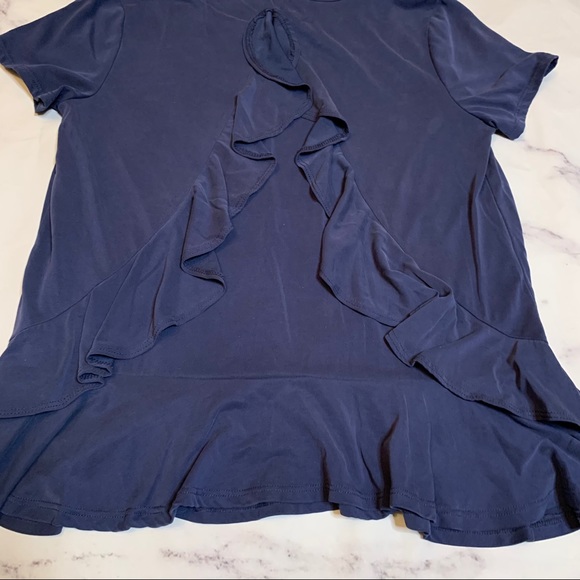 Alya Tops - Alya Cute Ruffle Navy Blue Top